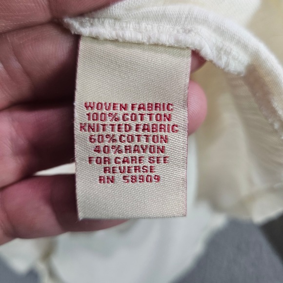 Reba Womens XL Cream Long Sleeve Henley Top Pintuck Woven Bib - Picture 4 of 9